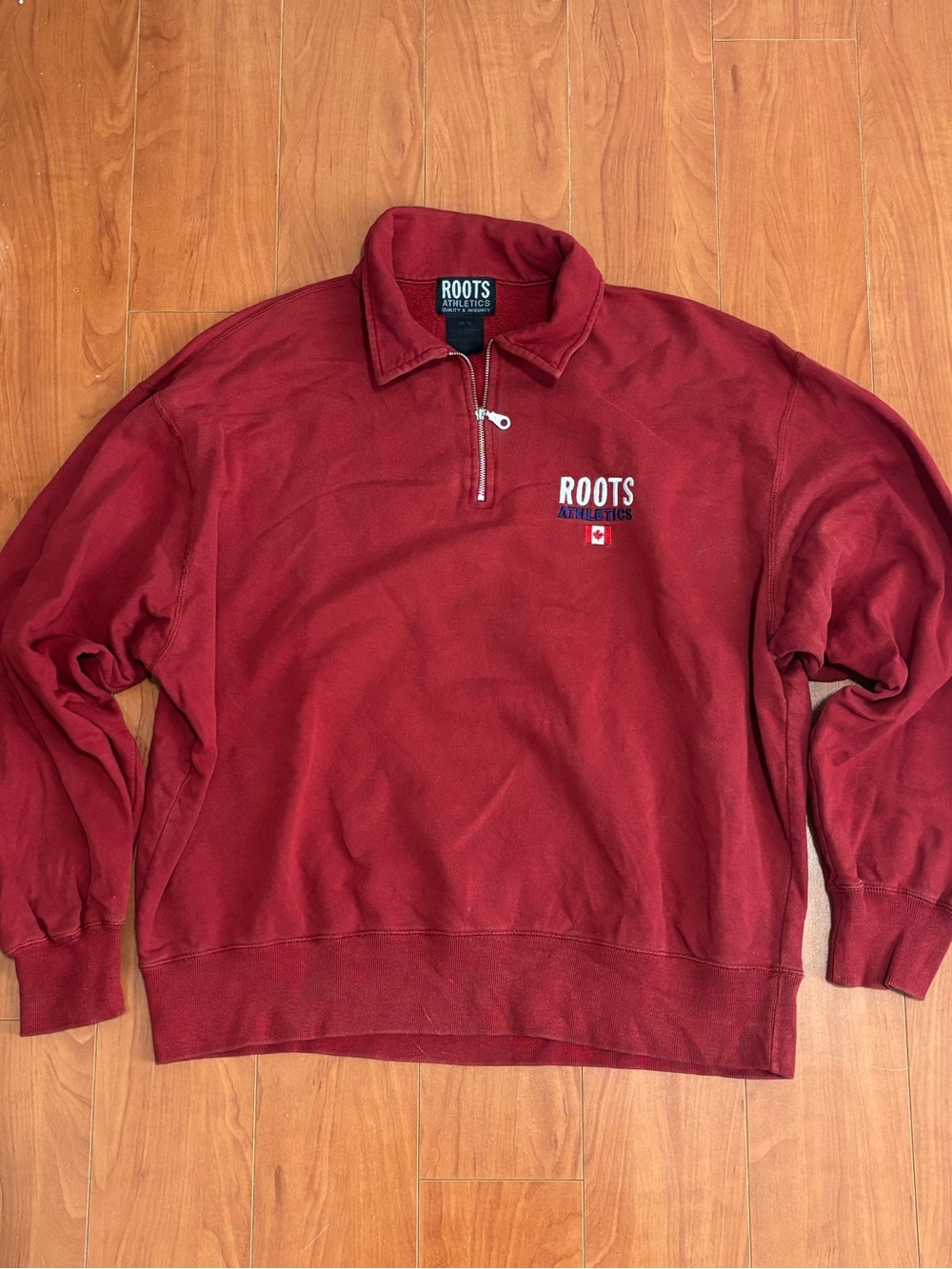 Vintage Roots Quarter Zip - Made In Canada - Size Medium